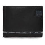 Pepe Jeans Tape Horizontale portemonnee met zwarte portemonnee, 11 x 8 x 1 cm, leer by Joumma Bags, zwart, Talla única, horizontale portemonnee met portemonnee