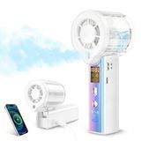 Carehabi Handventilator met waterkoeling, 30.000 rpm, 3000 mAh batterij, 1-100 niveaus, kleine draagbare ventilator met led-display, stil, USB, voor reizen, kantoor, dames