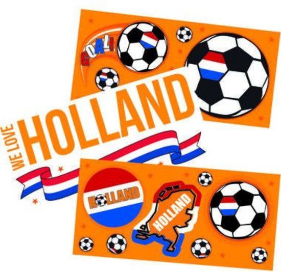 Folat Raamstickers Holland - 3 stuks - Meerkleurig - Kunststof - Voetbal (EK/WK)