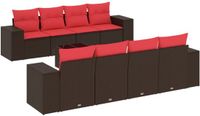 vidaXL 9-delige tuinbankset met kussens, bruin polyrotan
