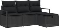 vidaXL Tuinbank - Set - 4 - st - Zwart - poly - rattan