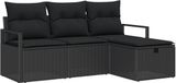 vidaXL Banc de jardin - Set - 4 - pièces - Noir - poly - rotin
