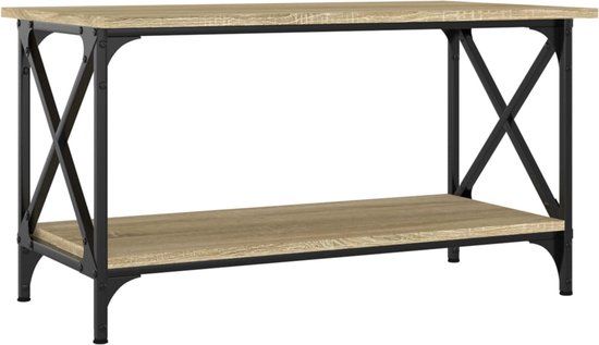 VidaXL Salontafel 80x45x45 cm bewerkt hout en ijzer sonoma eikenkleur