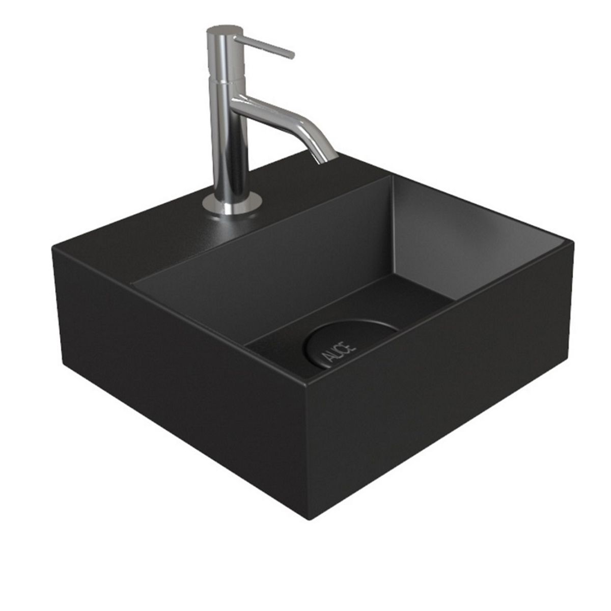 Salenzi Fontein Spy 30x30cm Mat Zwart met Clickwaste