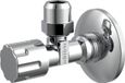 KIRCHHOFF Hoekstopkraan - 1/2"BU x 3/8"BU x 10 mmQ - Met Duwrozet - Zelfdichtend - Messing - Chroom