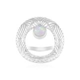 Cavill - Zilveren Ring - 925 Sterling Zilver Gerhodineerd - Ethiopische Welo-opaal Cabochon 0,54 ct - Stijlvolle Opalring Dames - Middelbrede Band