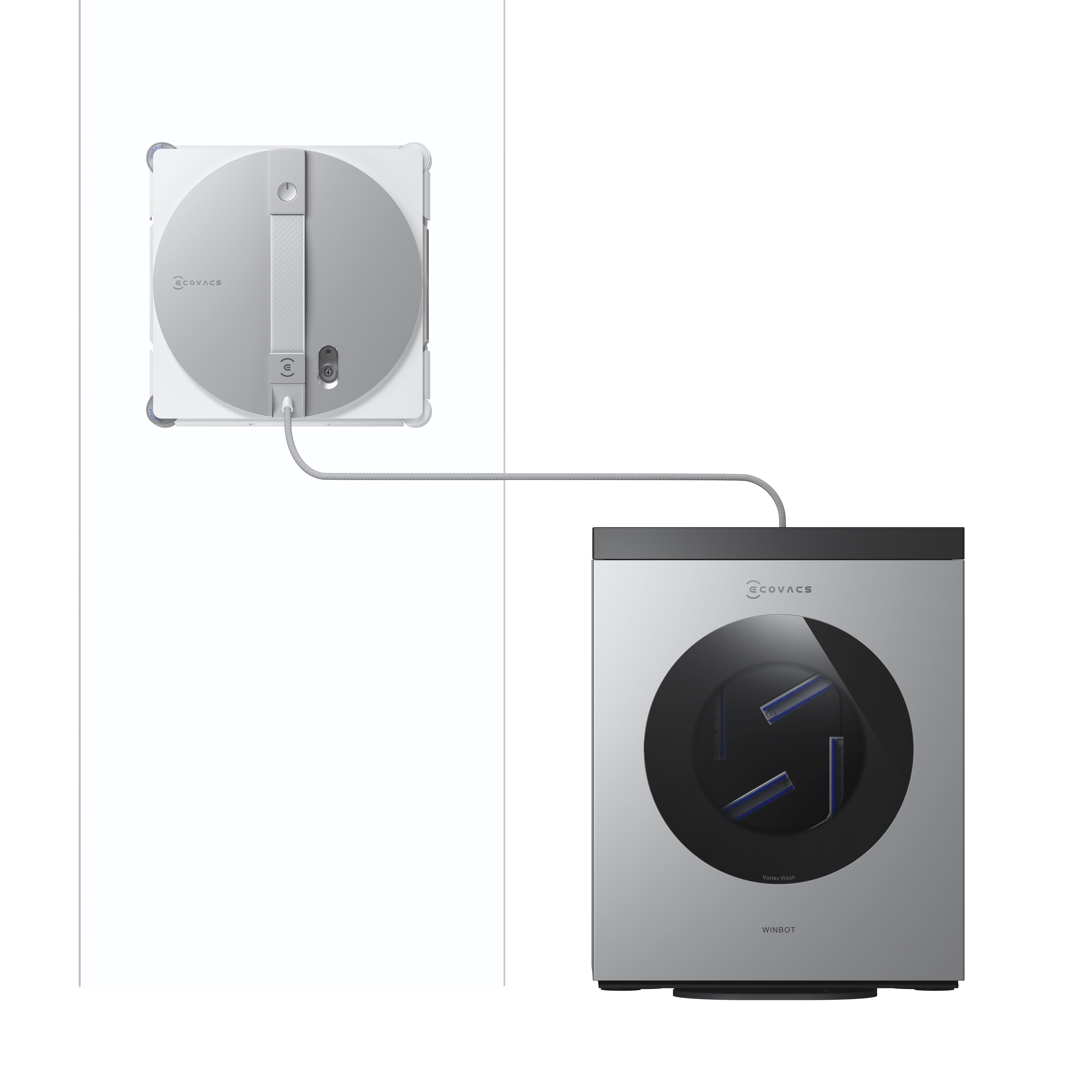 ECOVACS WINBOT W3 OMNI EU - Robot ramenreiniger - Ruitenreinigingsrobot met multifunctioneel station - automatische wasfunctie van reinigingspad - intelligente randreiniging - sproeifunctie met drie sproeiers - app-bediening