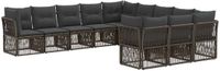 vidaXL Tuinbank - Set - 11 zitplekken - Grijs - Polyrattan