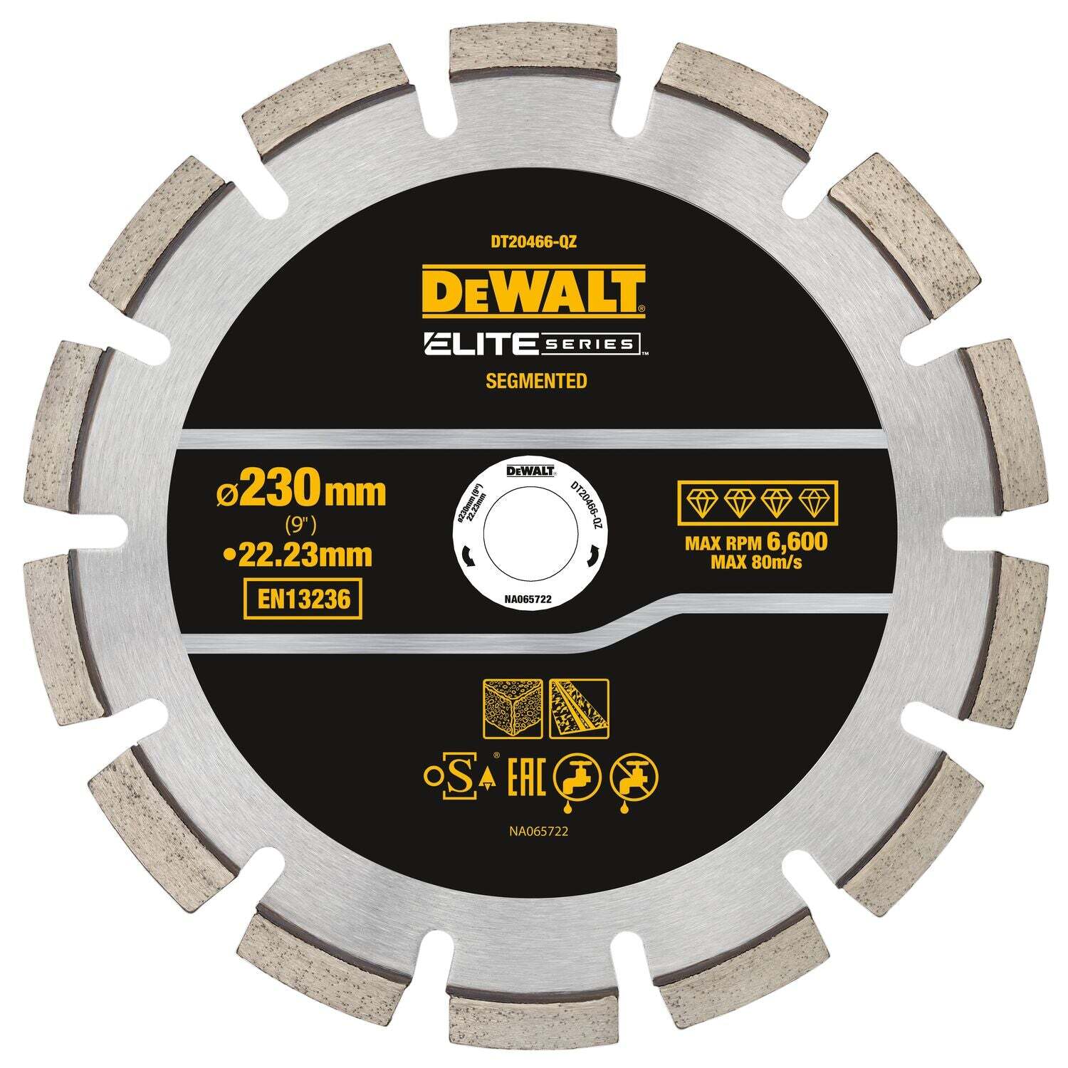 DeWALT DT20466 Diamantzaagblad Gesegmenteerd 230mm Elite Series Asgat 22,23mm