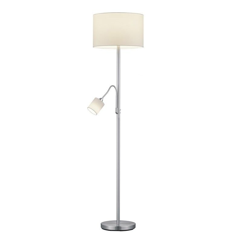 Trio Vloerlamp Hotel Nikkel 403900201 - Metaal - Wit - E27/E14