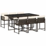 vidaXL 7-delige Tuinset met kussens, polyrattan, bruin