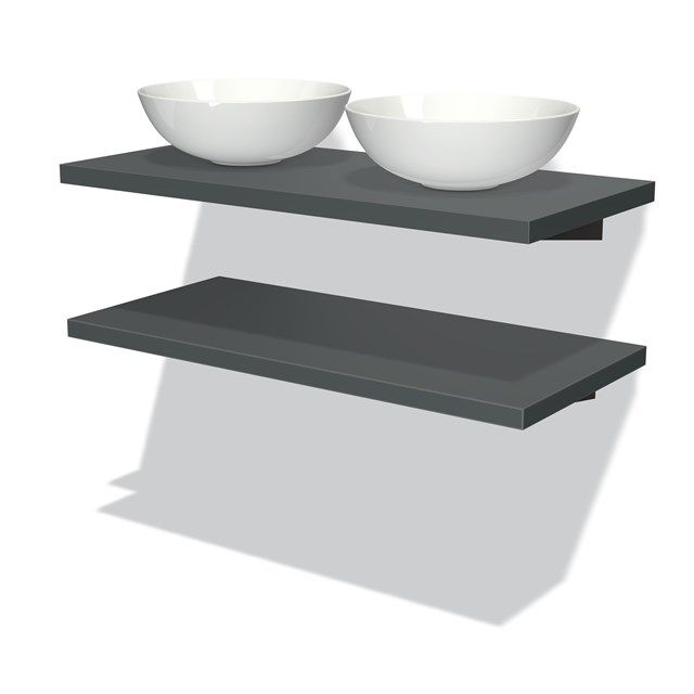 Maxaro Badkamermeubel Modulo Plato 100 cm Donkergrijs 2 Wastafelbladen
