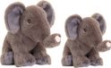 Keel Toys - Pluche knuffel dieren set 2x olifanten 18 en 25 cm