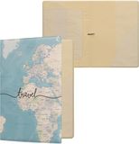 kwmobile Paspoorthouder - Hoesje voor paspoort en reisdocumenten - Flip cover - Met elastische band - Travel Wereldkaart design