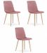 LEOBERT Set van 3 Eetkamerstoelen TURIN Donkerroze – Velvet Bekleding, Modern, Ergonomisch Design, Houtlook Metalen Poten, Max. 120 kg