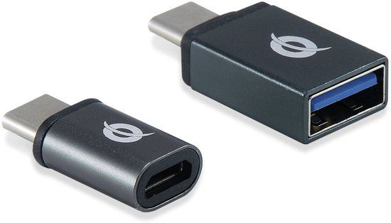 Conceptronic DONN04G Adapter USB-C naar USB 3.1 Gen 1 Type-A, USB 2.0 Micro Zwart (2 stuks)