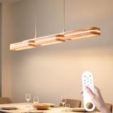 Epochglo Moderne LED Hanglamp met Geheugenfunctie, Timer & Nachtlampje - Lineaire Massief Houten Eettafel Lamp (100cm) - 50W 4800LM - In Hoogte Verstelbaar - Dimbaar met Afstandsbediening (3000K-6500K) - voor Eetkamer, Kookeiland & Kantoor
