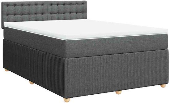 vidaXL Boxspring met matras stof donkergrijs 140x190 cm