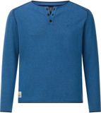 Jan Vanderstorm Heren Trui AKSELBERG Blauw Katoen Ronde Hals Lange Mouw Loose Fit Casual Plus Size