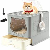 Merkloos Kattenbak Gesloten Overkapt Opvouwbaar Groot - Met Lade en Filter