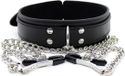 Fetish LATETOBED BDSM LINE Collar With Nipple Clamps And Metal Chain Black