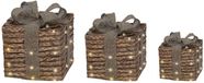 Lumineo Cadeauset met jute en LED-verlichting – 3 stuks met timer, 30 cm hoog
