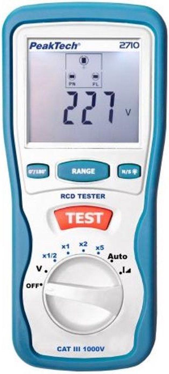 PeakTech PeakTech® 2710: digitale aardlekschakelaar tester