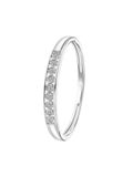 Lucardi Dames Ring met 9 diamanten 0,02ct - Ring - Cadeau - 14 Karaat Goud - Witgoud