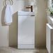Hudson Reed Cluo meuble de salle de bain - meuble lavabo blanc 40cm avec lavabo blanc | poignée profilée en cuivre satiné