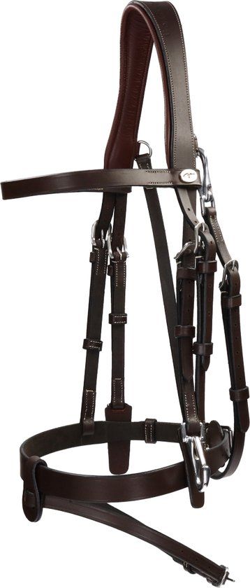 Dy'on Working Collection Flat Leather Bridle with Snap Hooks - Brown - Cob