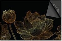 Dietrix Inductie beschermer 60x60 - Black en Gold - Gouden Bloemen lijnen