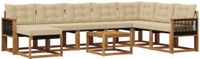 vidaXL - Hoek loungeset - 8 zitplekken - Natuurlijk en beige - Acacia hout