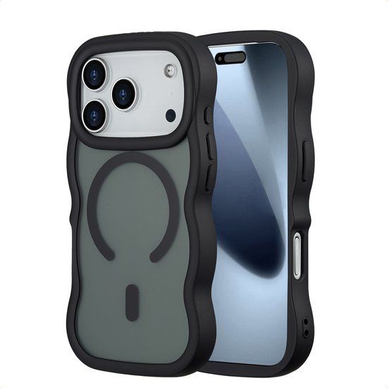 Selencia Wavy Case - Golvend Hoesje geschikt voor Apple iPhone 17 Pro - Zwart