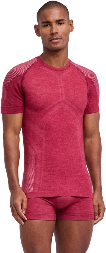 FALKE Heren T-shirt van Wol-Tech Light met Ronde Hals en Korte Mouwen in Ruby Rood (Maat S)