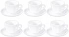 Wilmax England Tasses 110 ml Blanc Porcelaine avec Soucoupes Set de 6