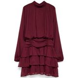VERO MODA VMSTELLA LS SHORT DRESS WVN PA Dames Mini jurk XL Polyester Effen Windsor Wine