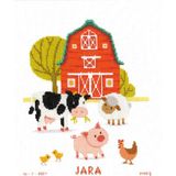 VERVACO Kruissteek Borduurpakket Geboorte Baby BOERDERIJ Handwerkpakket voor Wanddecoratie 24 x 29 cm