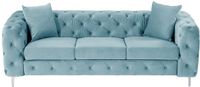 Vente-unique Driezits-Chesterfield-bank van pastelblauw velours EDWINA