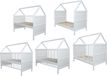 Micoland Babybed, kinderbed, juniorbed, bed, huisbed, 140x70 cm, ombouwbaar, massief hout, wit