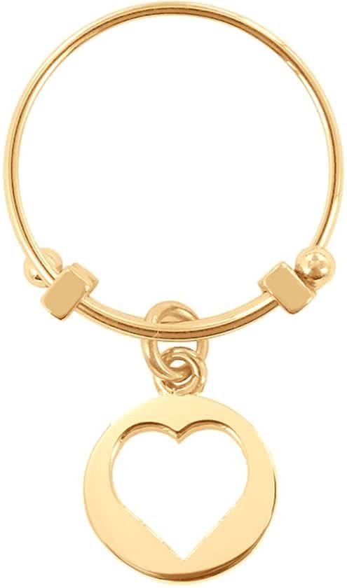 CO88 Collection 8CR-10006-50 - Stalen ring met hanger - hart - maat 50 - goudkleurig