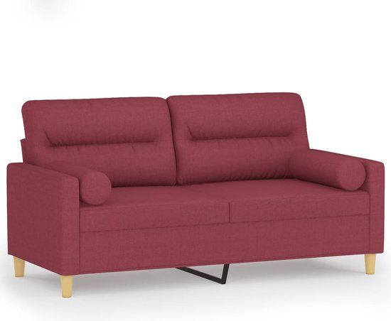 vidaXL Tweezitsbank met sierkussens 140 cm stof wijnrood