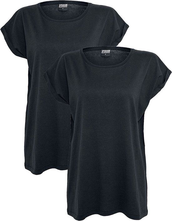 Urban Classics Extended Shoulder Tee 2 Pack Dames T-shirt - zwart - 5XL