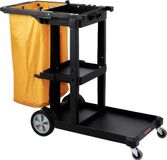 VEVOR Reinigingskar 3-planken 200 lbs draagvermogen 25 Gallon PVC-zak Geel/Zwart
