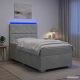 vidaXL Boxspringbed met matras, lichtgrijs, 90 x 190 cm, fluweel