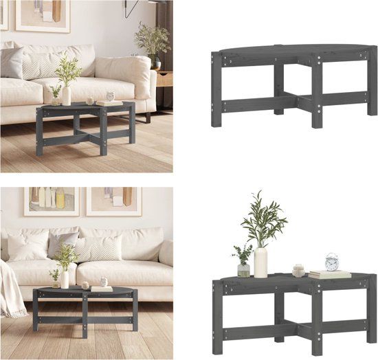 vidaXL Salontafel 87x48x35 cm massief grenenhout grijs