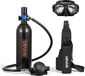 Mini Bouteille de plongée, Bouteille de plongée portable de 1L pour la respiration sous-marine, Cylindre de plongée réutilisable pour une durée de plongée jusqu'à 20 minutes, Bouteille de secours avec sac à dos et lunettes pour la plongée en apnée