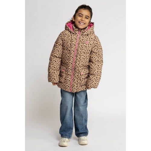 LOOXS little teddy winterjas met hartjes - bruin