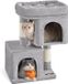 Shenzhen Haorui Industrial Technology Co., Ltd. Poteau griffoir pour chats de taille moyenne jusqu'à 5 kg - Arbre à chat de 74 cm avec 2 nichoirs pour chats, grande plateforme et poteaux en sisal en gris clair.