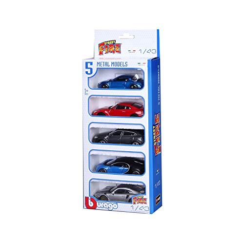 Maycheong 1/43 Street Fire – set met 5 voertuigen Alpine / Nissan / Urus / Porsche / Chiron