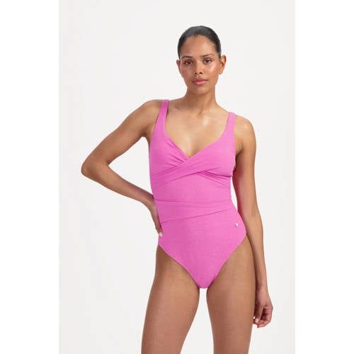 Beachlife halter badpak met lurex roze